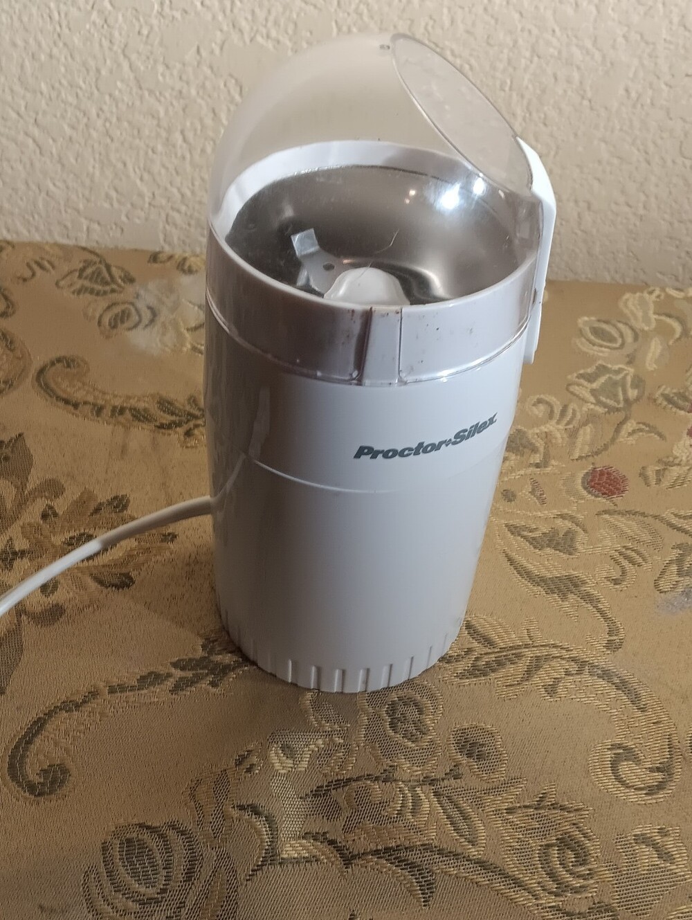 PROCTOR SILEX E160B Coffee Grinder White Electric Blade Grinder Retractabl